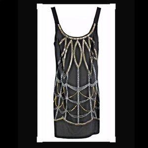 BISOU BISOU Black Sequin Flattering Dress sz: 8